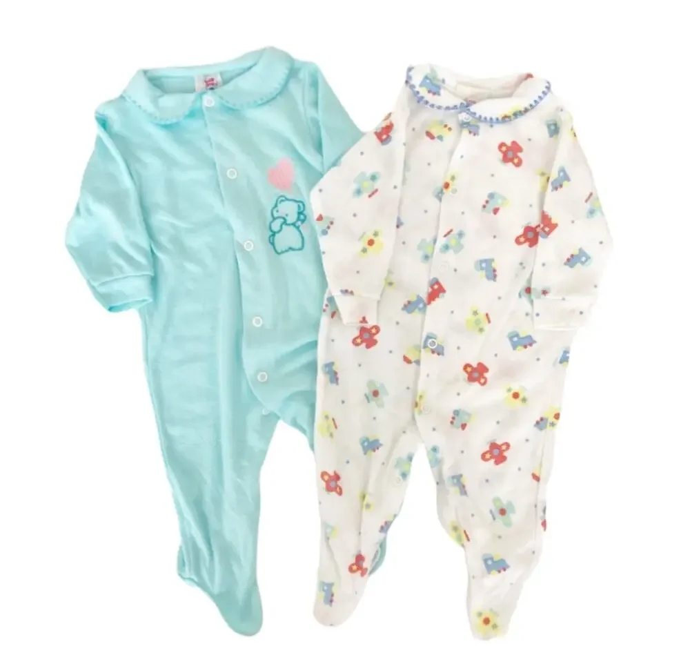 Vintage Cuddle Time Lot of 2 One Piece Long Sleeve Pajamas
